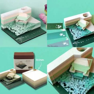 One Piece anime architectural sticky notes showing 80x45mm craft paper with Castle design
