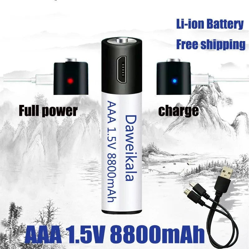 USB rechargeable battery 1.5V AA AAA 9800mAh 8800mAh with 1500 cycles