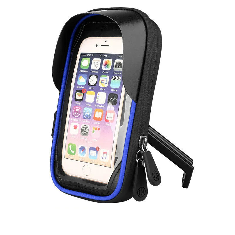 Waterproof cycling phone holder with touch screen for 4.5-6.4 inch smartphones in black