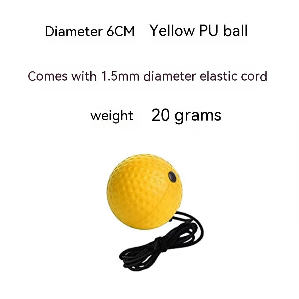 Head-mounted boxing reaction ball trainer with adjustable headband and multiple coloured balls