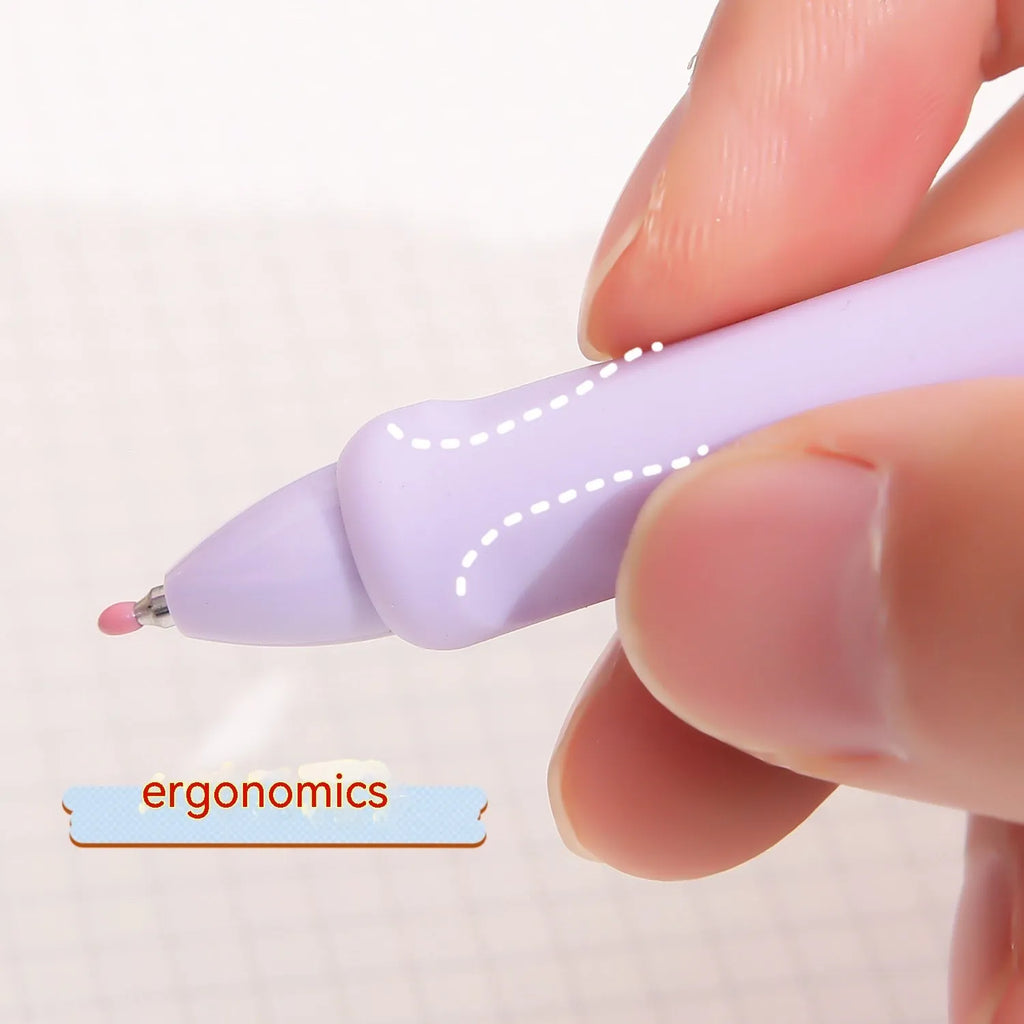 Macaron Colour press gel pen with 0.5mm tip in smoked white, brown, and pink options.