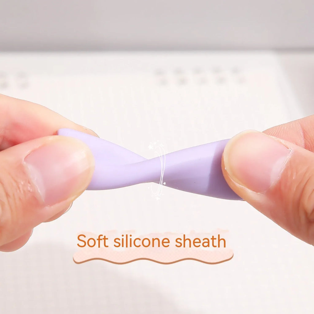 Macaron Colour press gel pen with 0.5mm tip in smoked white, brown, and pink options.