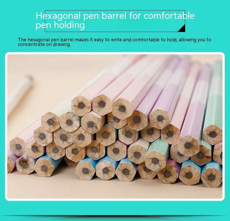 Basswood six-angle technical drawing pencil with HB lead for thermal transfer applications