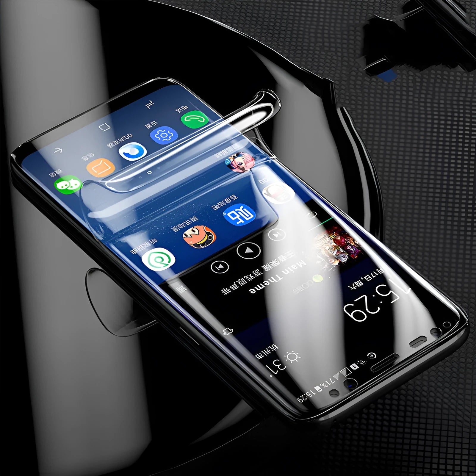 Purple Light hydraulic film screen protector for curved Samsung phones including S10, S9 and S8 models