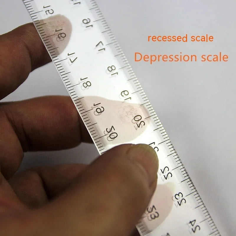 30cm T-shaped plastic ruler in transparent or orange-yellow with British or double centimetre scales