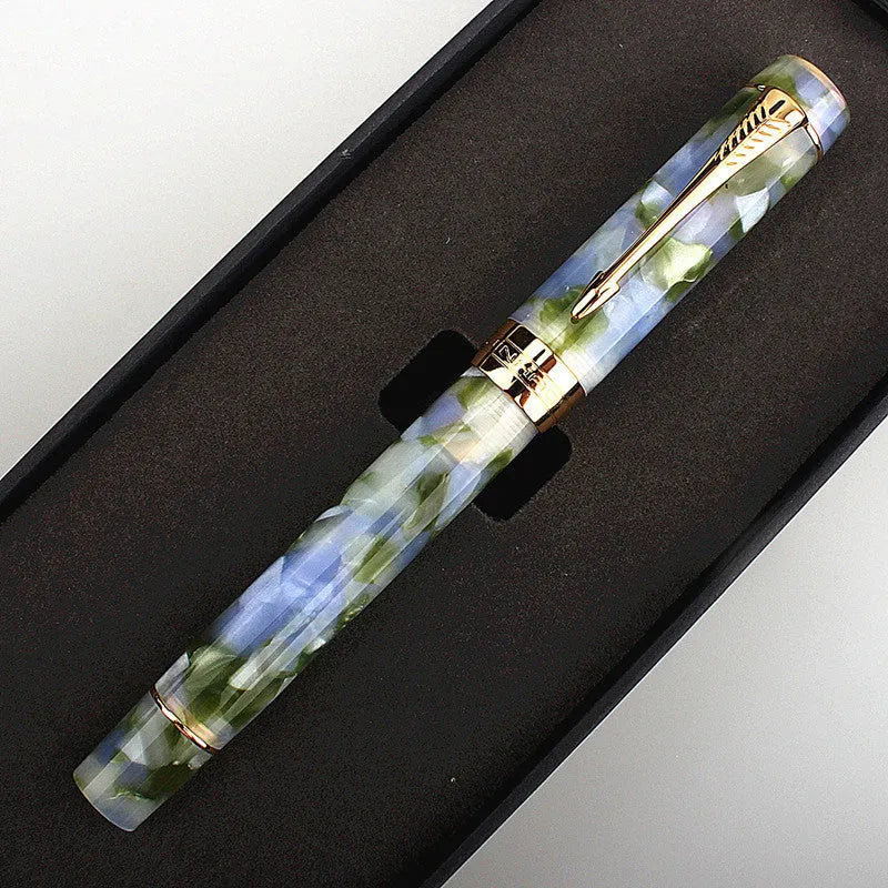Deep bath green metal ballpoint pen showing three tip size options: 0.5mm, 0.7mm, and 1.0mm