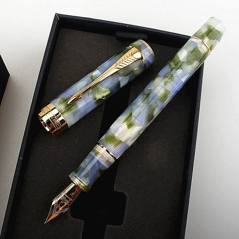 Deep bath green metal ballpoint pen showing three tip size options: 0.5mm, 0.7mm, and 1.0mm