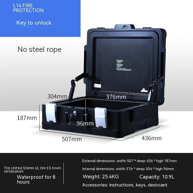 Compact L12 model mechanical safe box made from grey youjingang steel.