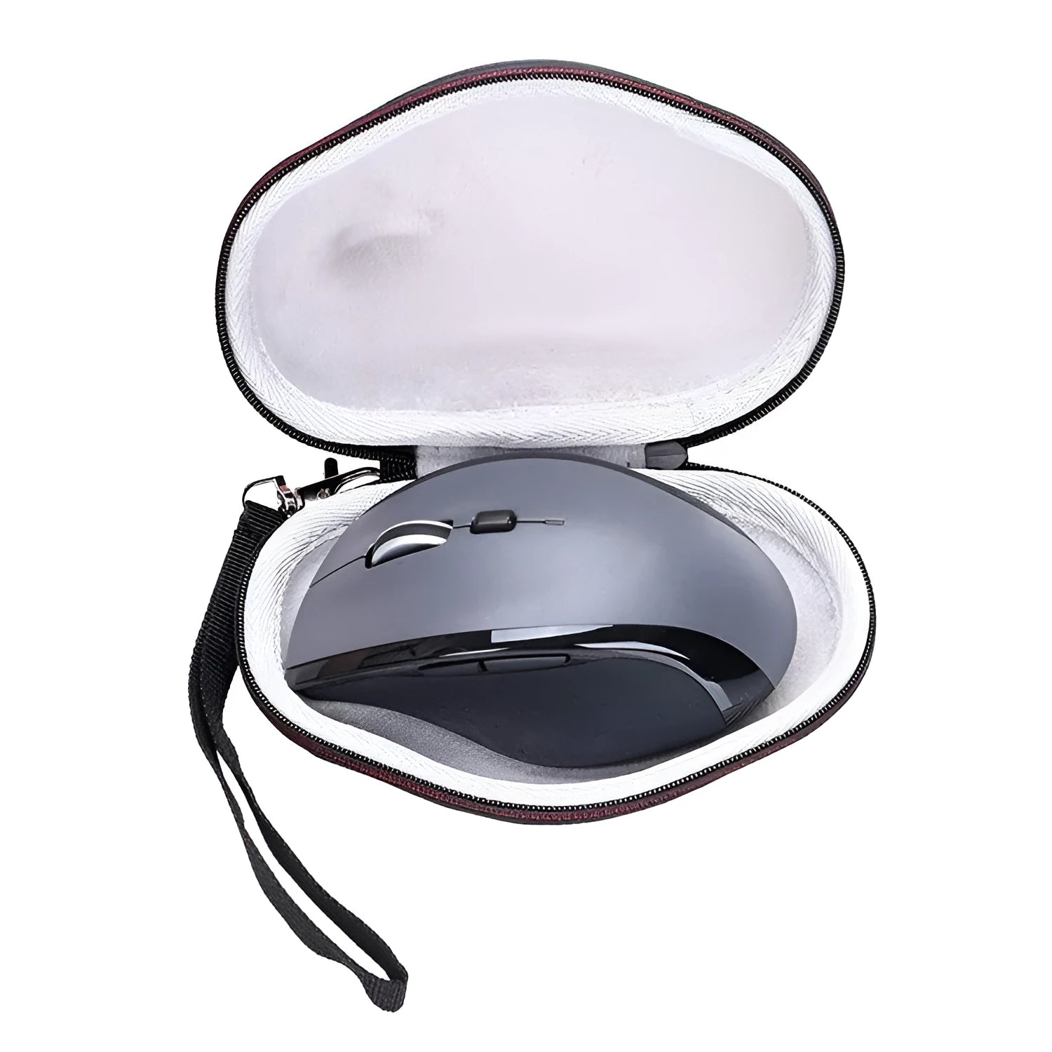 Black nylon mouse protective case with grey interior for Logitech M720 with EVA foam padding