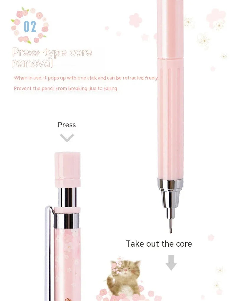 Mixed colour cartoon automatic pencils with Sakura design and HB refill boxes