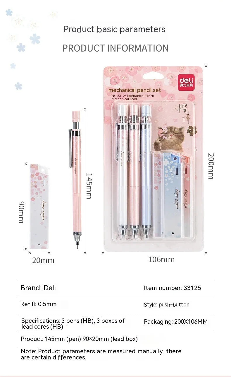 Mixed colour cartoon automatic pencils with Sakura design and HB refill boxes