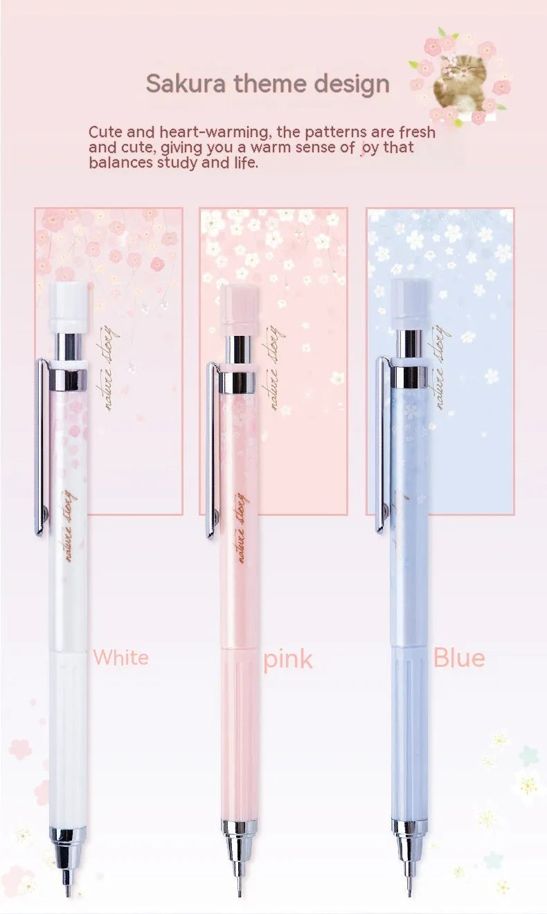 Mixed colour cartoon automatic pencils with Sakura design and HB refill boxes