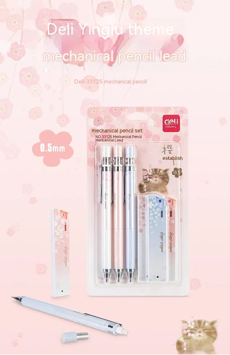 Mixed colour cartoon automatic pencils with Sakura design and HB refill boxes