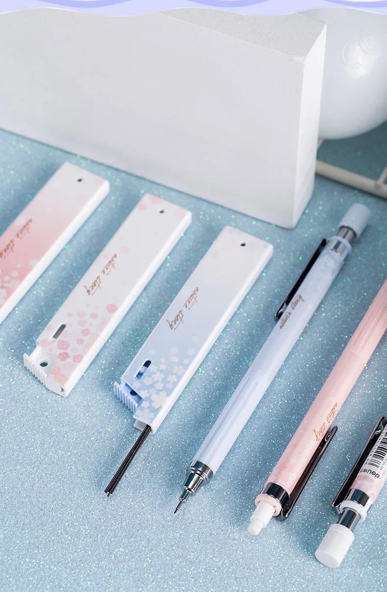 Mixed colour cartoon automatic pencils with Sakura design and HB refill boxes