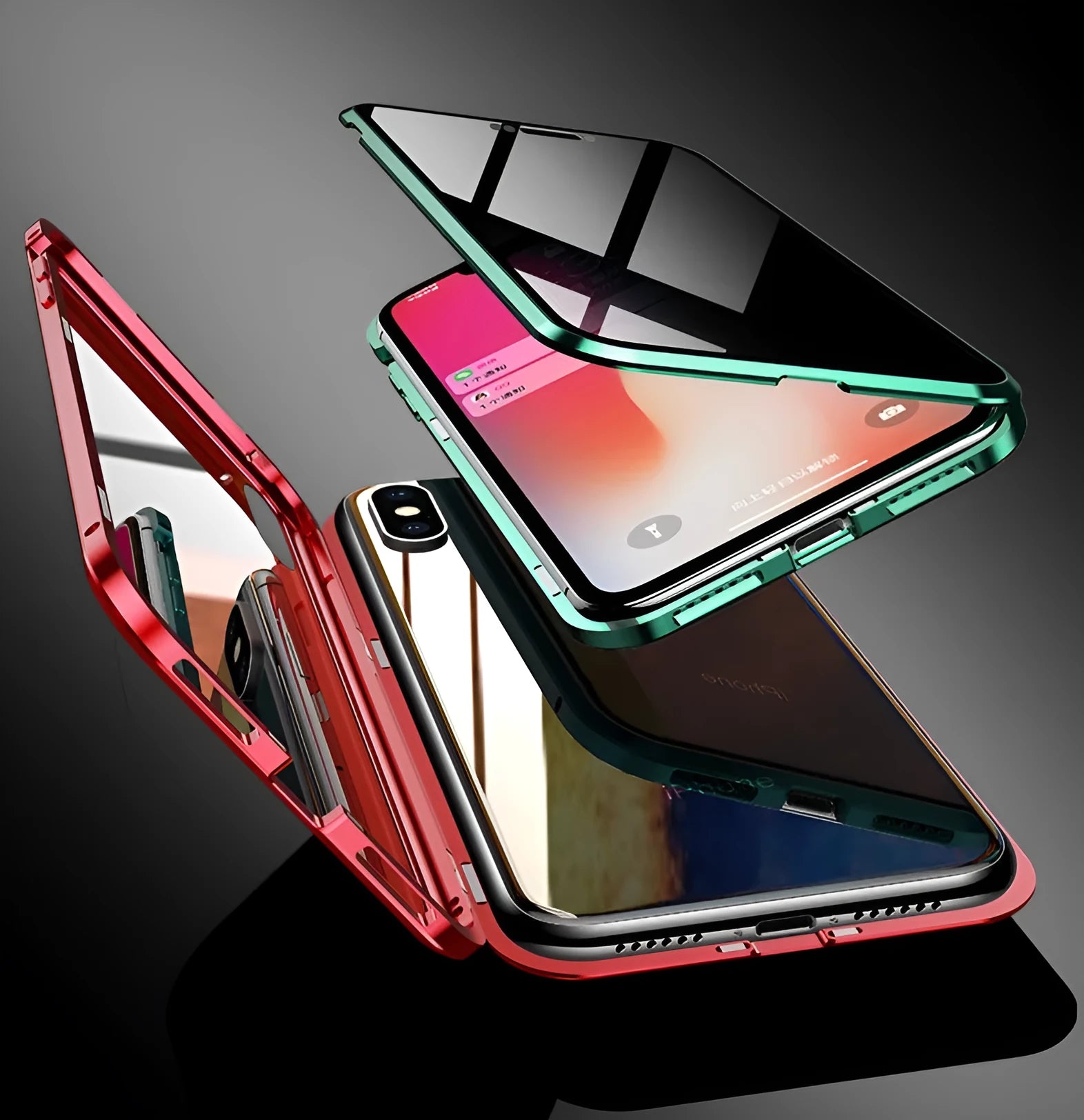 Magnetic anti-peeping phone case for Samsung Galaxy in double-sided glass construction