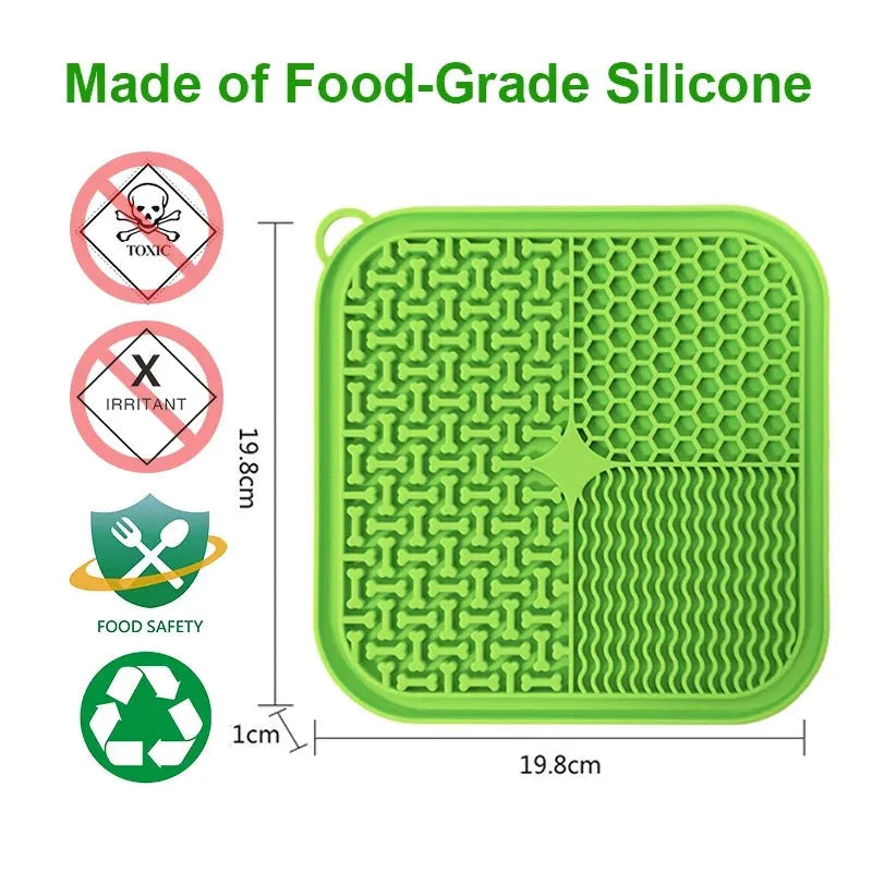 Orange red grey blue green silicone dog licking mat with suction cups for slow feeding