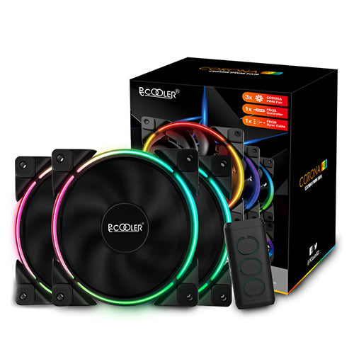Three black 12cm RGB PC chassis fans with hydraulic bearings