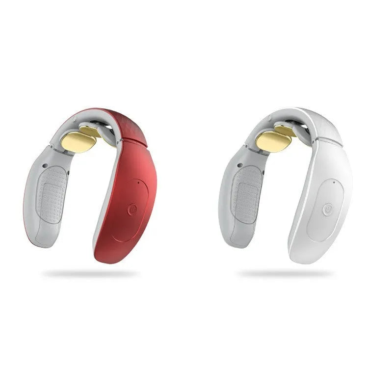 Intelligent cervical massager in red or white with battery power and computer control