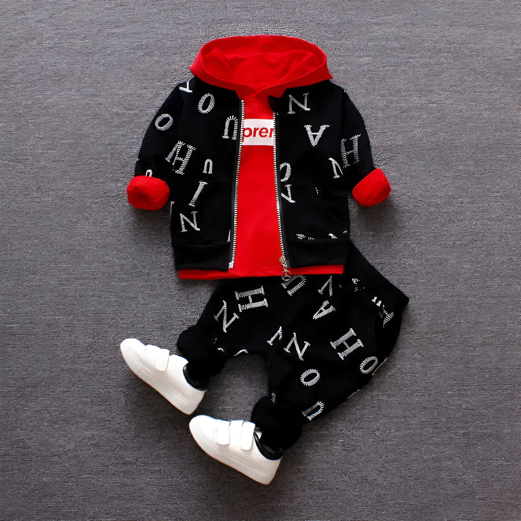 Children clothes set long sleeve top and trousers in red and white options sizes 80-110cm