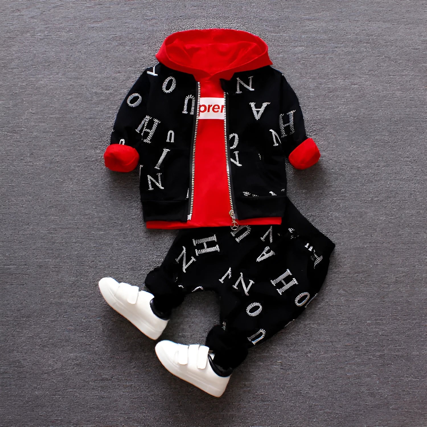 Children clothes set long sleeve top and trousers in red and white options sizes 80-110cm