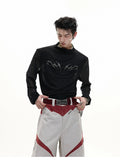 Men's black slim fit long sleeve mesh shirt with ice-feel fabric on hanger