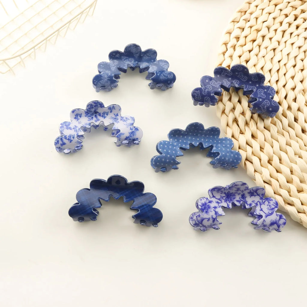 New Wave Grip Blue Series PVC hair barrettes for women with asymmetric natural style in assorted colours