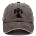 Retro baseball cap with Dachshund design in machine embroidery on cotton fabric, size M 56-58cm