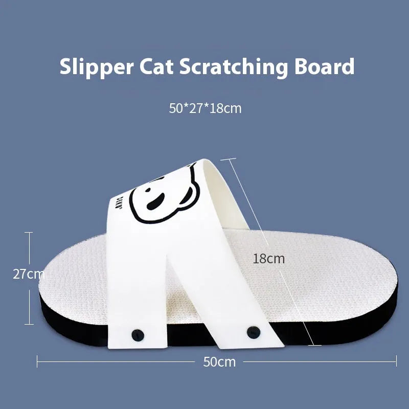 White slipper style cat scratch board made from corrugated cardboard