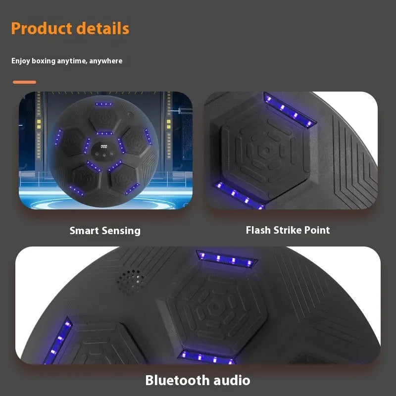 Smart music boxing machine with hanging reaction target wall set and matching boxing gloves