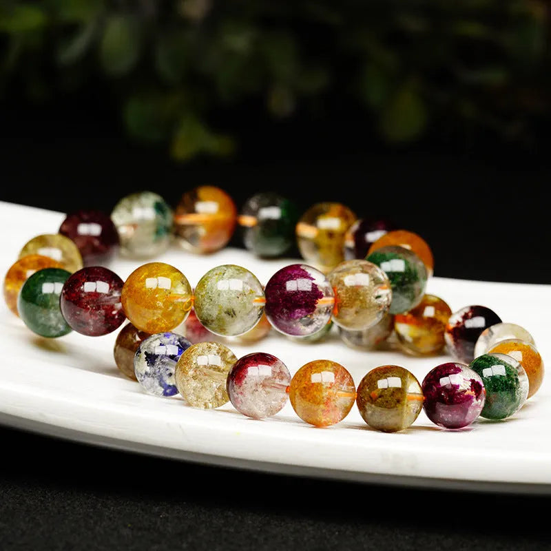 Crystal bracelet with colourful ghost cornucopia design and 10mm spherical beads