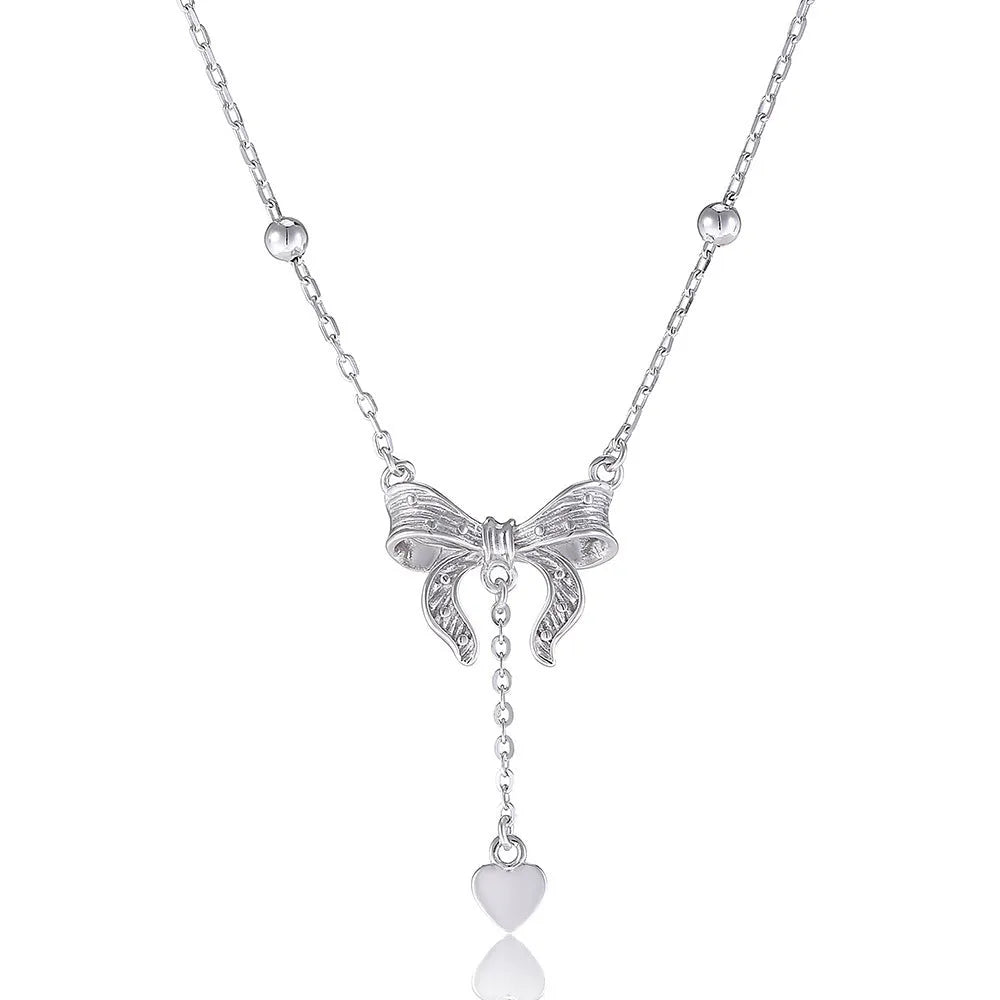 S925 silver butterfly heart pendant on an adjustable O-ring clavicle chain.