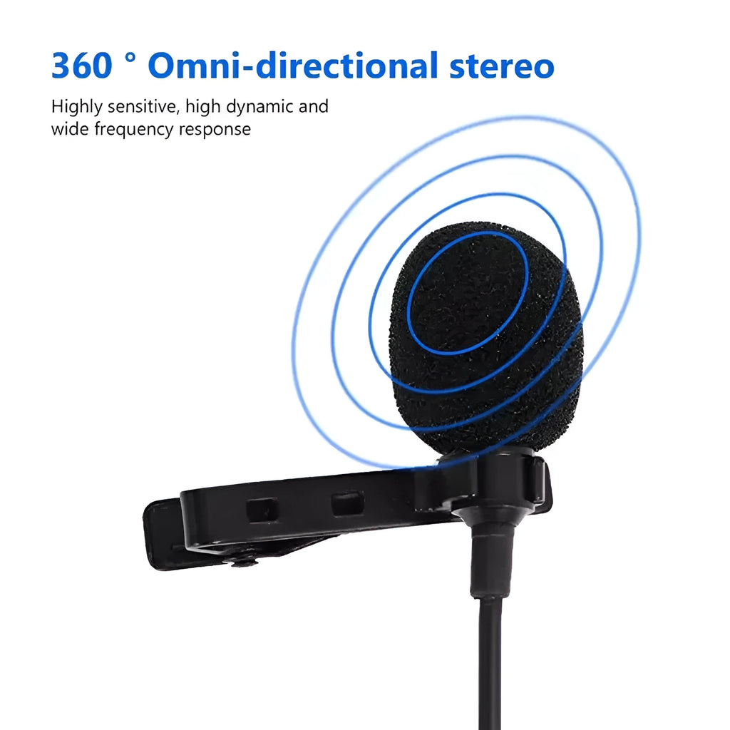 Wired lavalier clip-on microphone with in-ear headphones and a 1.5-metre cable for Apple and 3.5mm devices