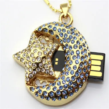 Xingyue creative jewellery design metal USB flash drive on white background