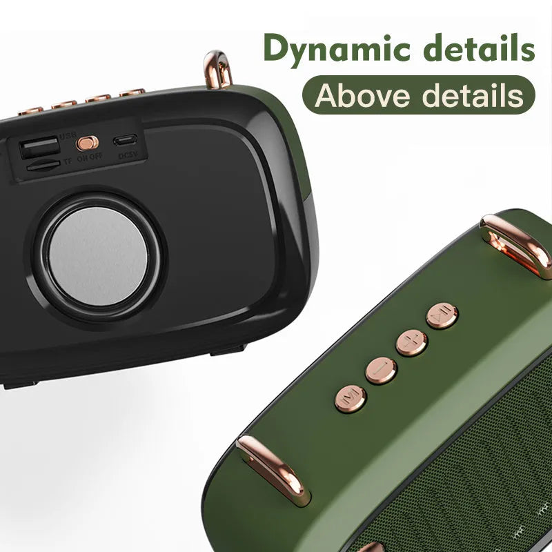 A compact portable Bluetooth mini speaker in one of five colours: black, blue, green, grey, or orange.