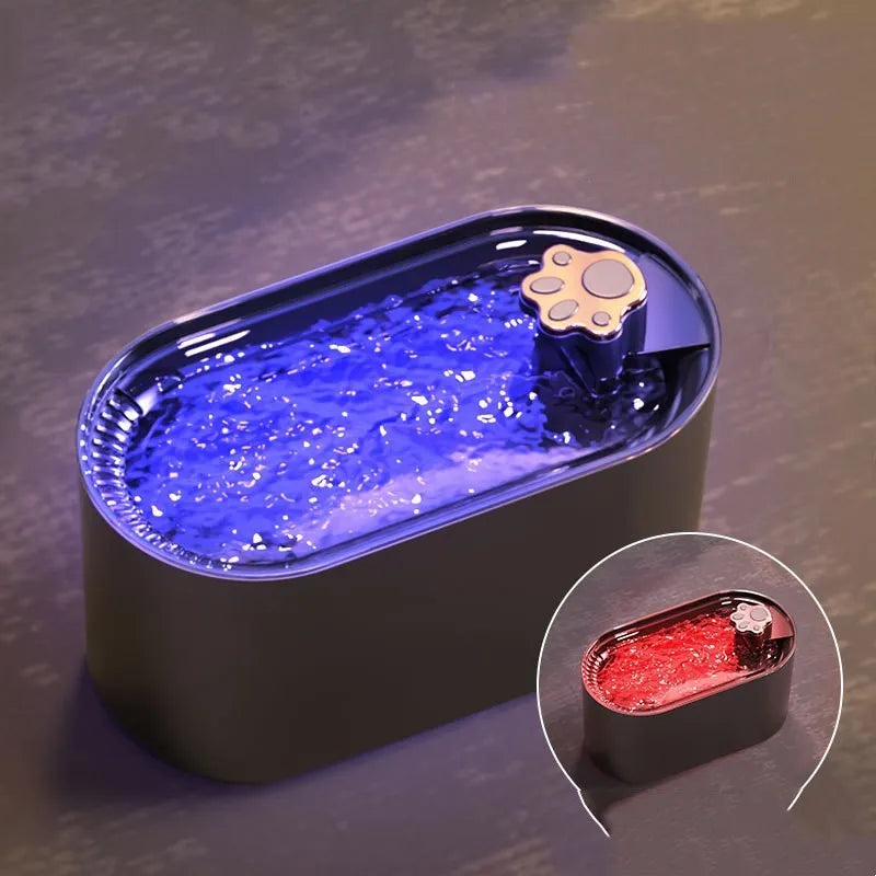 Berlin blue 3L pet water fountain with LED indicator and triple filtration system