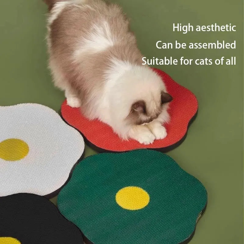 Wall mounted cat scratching board in grey colour with corrugated surface measuring 40cm by 37.3cm