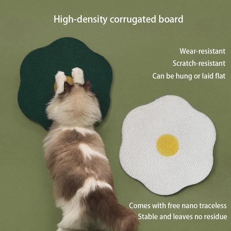 Wall mounted cat scratching board in grey colour with corrugated surface measuring 40cm by 37.3cm