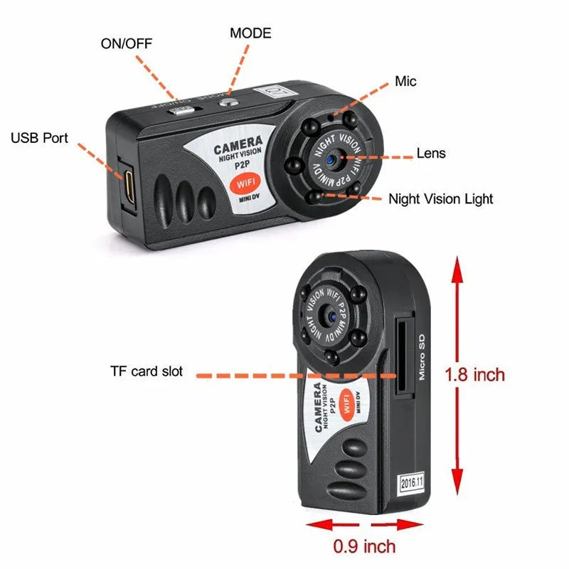 Black wireless Wifi remote camera with LCD screen and optical zoom lens