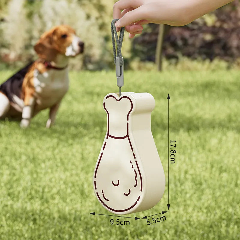 Orange and white portable pet water feeder with water bottle and food container compartments
