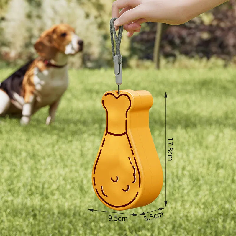 Orange and white portable pet water feeder with water bottle and food container compartments