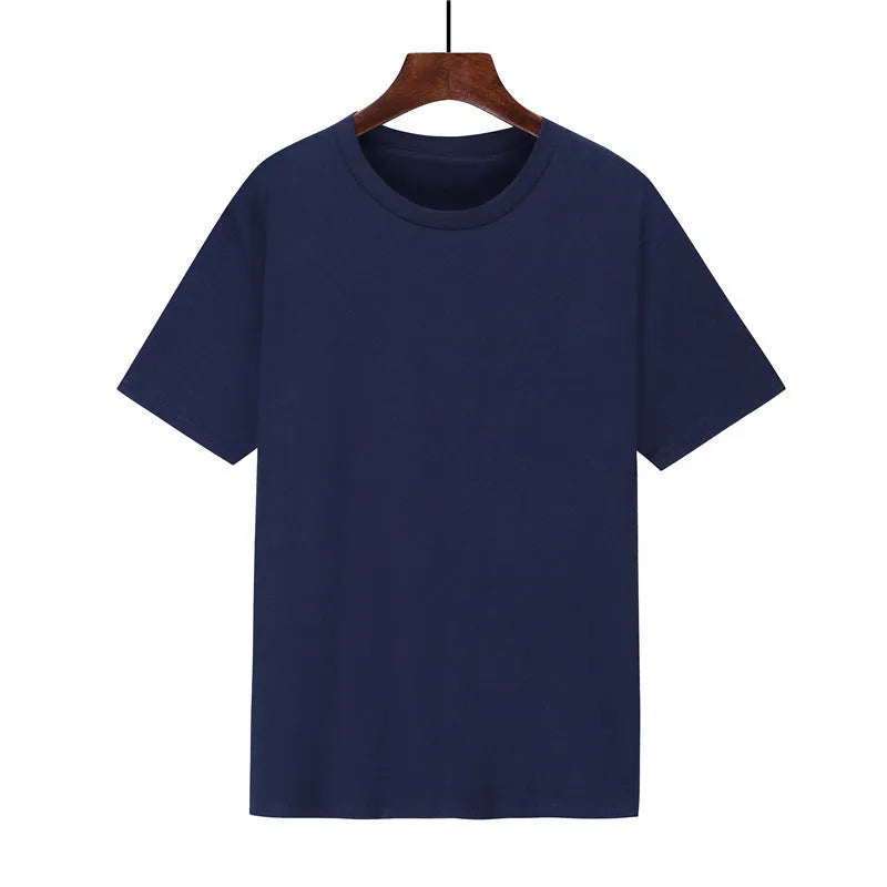 Men's loose-fitting black cotton T-shirt with short sleeves and a printed graphic.