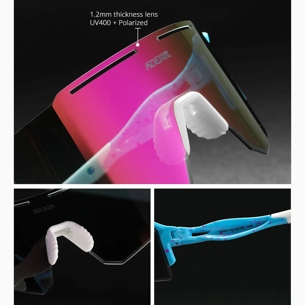 Ultralight polarised sports sunglasses with frameless TR90 frame in multiple colour options.