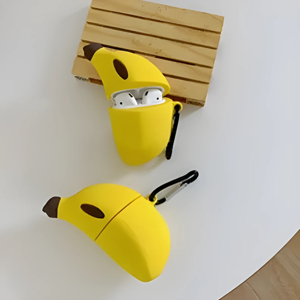 Yellow banana design silicone protective case for Apple AirPods Pro headphones