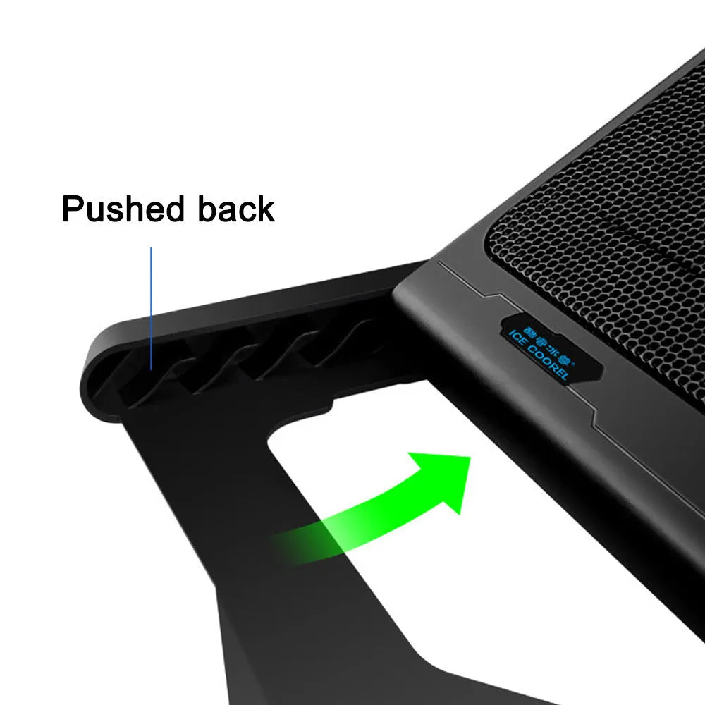 Black laptop cooling board with metal mesh surface and USB cable for Ultrabook and notebook computers