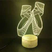 Ballet dancing shoes 3D LED night light with remote control showing colour changing display