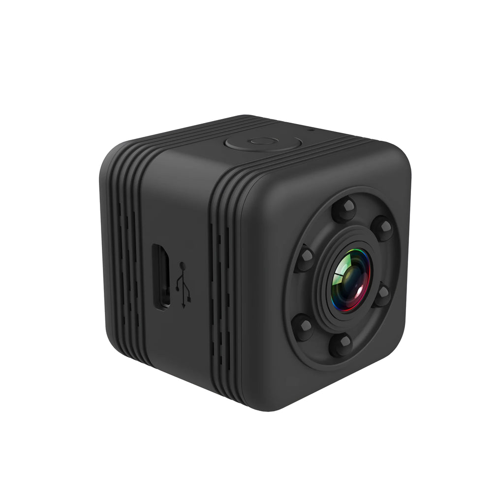 Black SQ29 waterproof sports camera with MicroUSB port and TF card slot