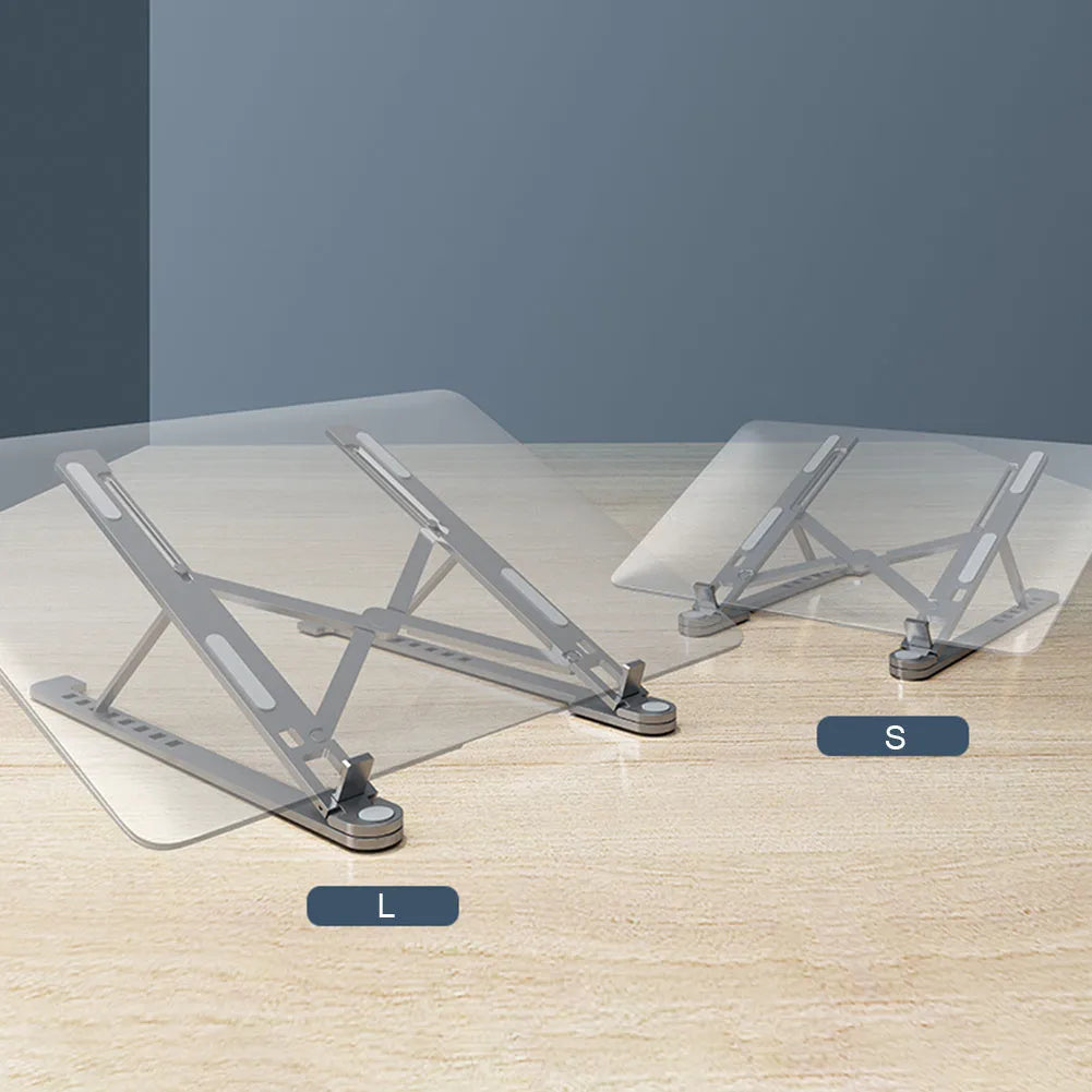 Aluminum portable laptop stand adjustable height for notebooks in silver colour