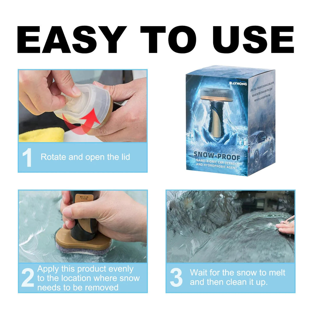 Compact hydrophobic nano coating car snow brush with a built-in detailing tool on a white background