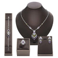 White colour copper and zircon jewellery set with necklace earrings ring and bracelet