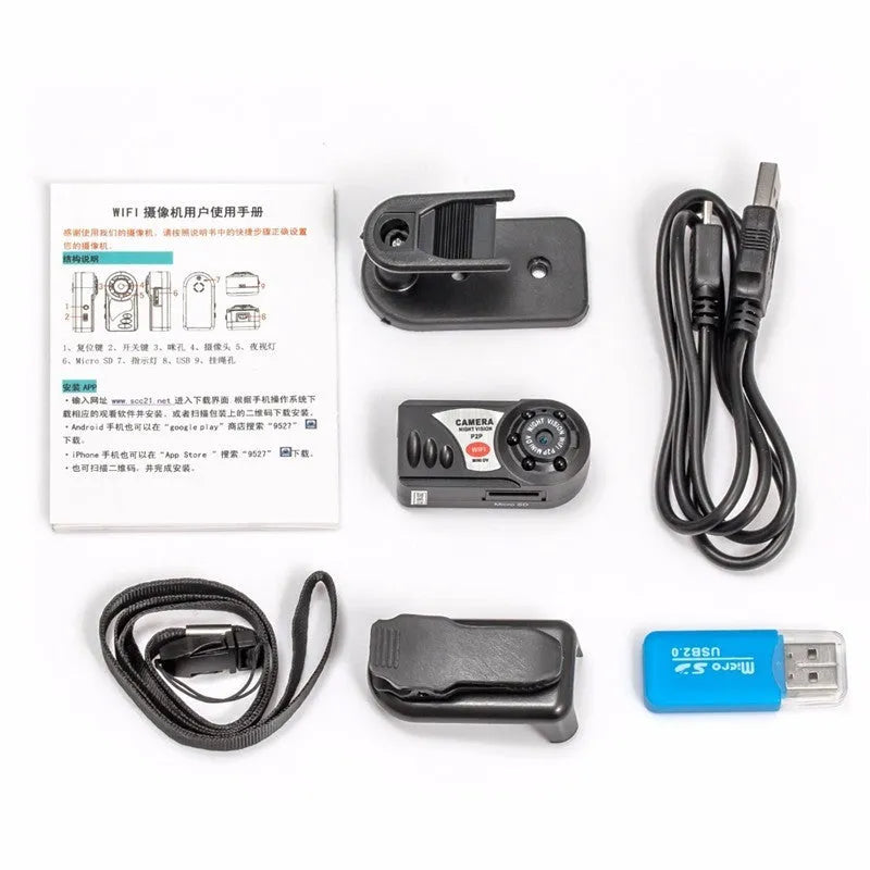 Black wireless Wifi remote camera with LCD screen and optical zoom lens